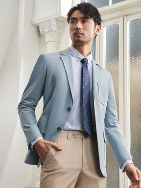 Blazer Azul Poliviscose Lapela Notched