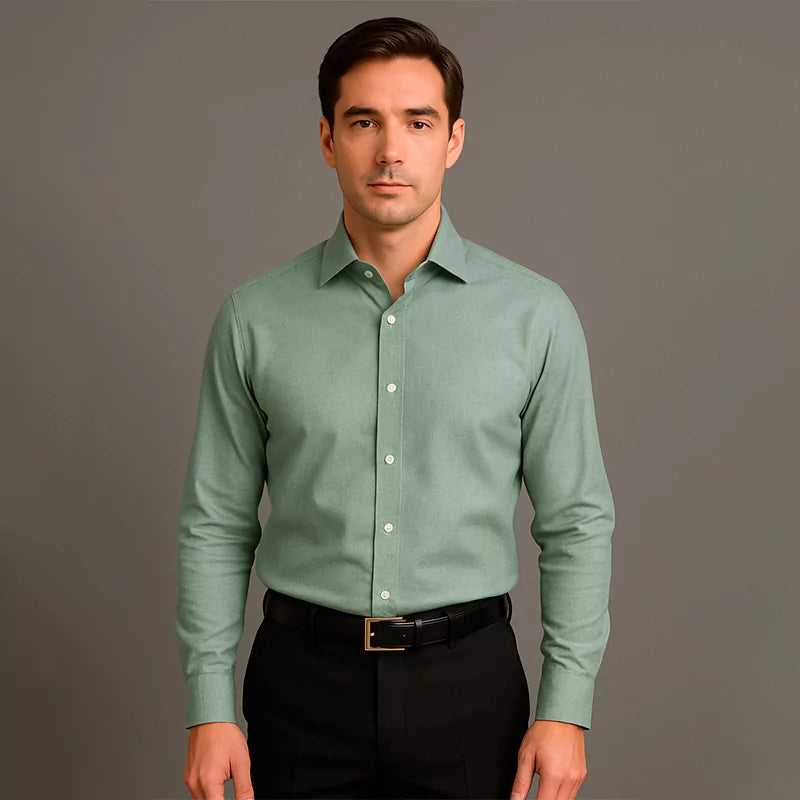 Camisa Social Masculina Verde Sálvia